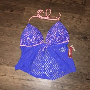 Cobalt and Coral Push Up SwimSuit Top